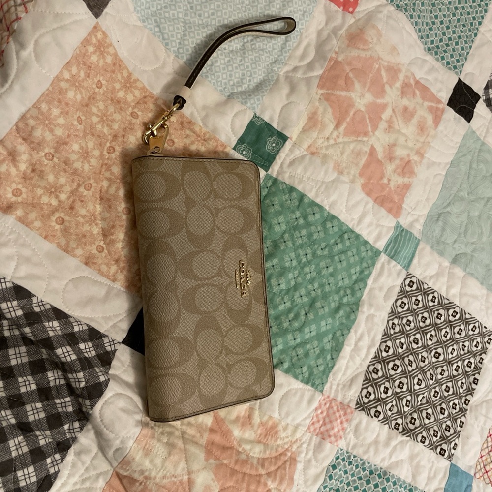 Coach Tan Wristlet Clutch